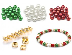 KORALIKI DO BRANSOLETKI ZESTAW PERŁY 6mm CYRKONIE ŚWIĘTA MIKOŁAJ 100szt