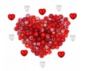 MIX KORALIKÓW 110szt KORALIKI KULKI SERCA CZERWONE MIX SZKLANE CRACKLE