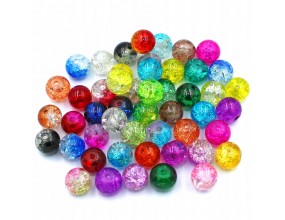 KORALIKI CRACKLE SZKŁO 8mm 50SZT HURT MIX DWUKOLOROWE JEDNOKOLOROWE