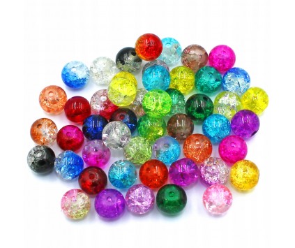 KORALIKI CRACKLE SZKŁO 8mm 50SZT HURT MIX DWUKOLOROWE JEDNOKOLOROWE