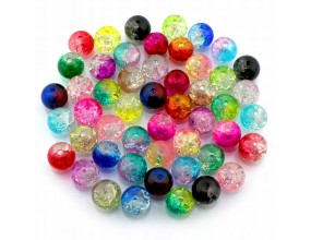 KORALIKI CRACKLE SZKŁO 8mm MIX dwubarwne 50SZT