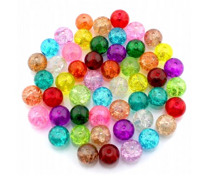 KORALIKI SZKLANE CRACKLE 8mm MIX 50SZT HURT