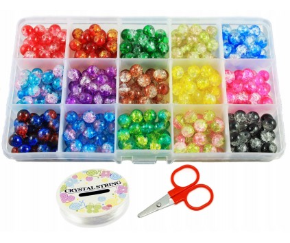 ZESTAW crackle KORALIKÓW DO BRANSOLETEK KORALIKI SZKLANE