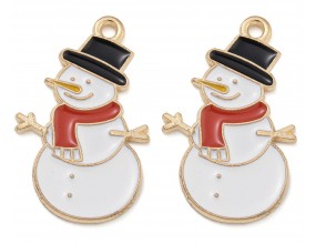 ZAWIESZKA EMALIOWANA CHARMS BAŁWAN BAŁWANKI OZDOBY MIKOŁAJKI ŚWIĘTA 2szt