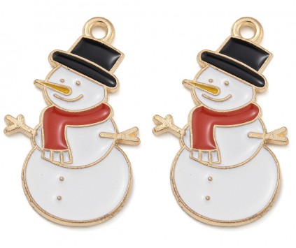 ZAWIESZKA EMALIOWANA CHARMS BAŁWAN BAŁWANKI OZDOBY MIKOŁAJKI ŚWIĘTA 2szt