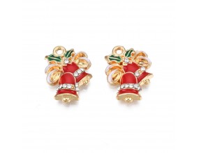 ZAWIESZKA EMALIOWANA CHARMS DZWONECZKI CYRKONIE ŚWIĘTA OZDOBY WISIOREK 2szt