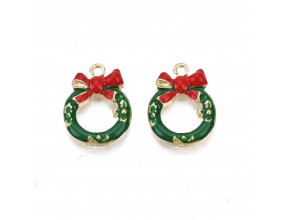 ZAWIESZKA EMALIOWANA CHARMS WIANEK WIENIEC ŚWIĘTA OZDOBY WISIOREK 2szt
