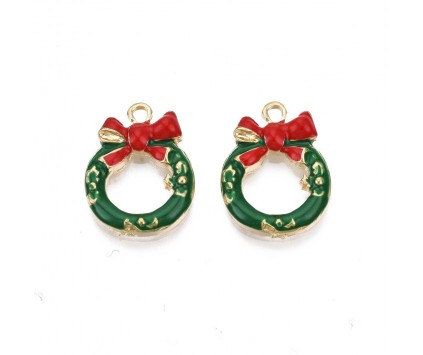 ZAWIESZKA EMALIOWANA CHARMS WIANEK WIENIEC ŚWIĘTA OZDOBY WISIOREK 2szt