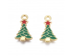 ZAWIESZKA EMALIOWANA CHARMS CHOINKA MIKOŁAJKI ŚWIĘTA OZDOBY WISIOREK 2szt