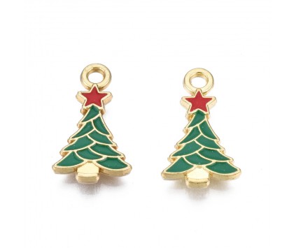 ZAWIESZKA EMALIOWANA CHARMS CHOINKA MIKOŁAJKI ŚWIĘTA OZDOBY WISIOREK 2szt