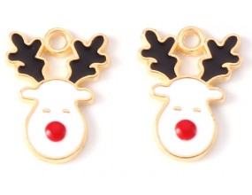 ZAWIESZKA EMALIOWANA CHARMS RENIFER MIKOŁAJKI ŚWIĘTA OZDOBY WISIOREK 2szt