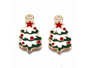 ZAWIESZKA EMALIOWANA CHARMS CHOINKA MIKOŁAJKI ŚWIĘTA OZDOBY WISIOREK 2szt