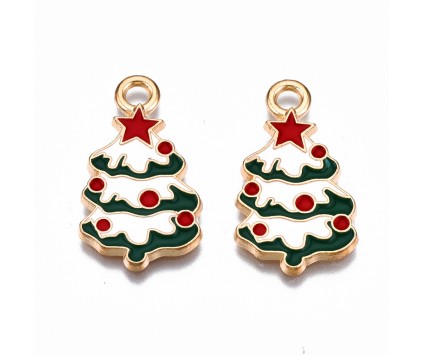 ZAWIESZKA EMALIOWANA CHARMS CHOINKA MIKOŁAJKI ŚWIĘTA OZDOBY WISIOREK 2szt