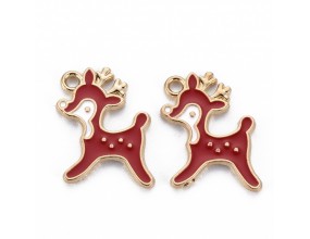 ZAWIESZKA EMALIOWANA CHARMS RENIFER MIKOŁAJ ŚWIĘTA OZDOBY WISIOREK 2szt