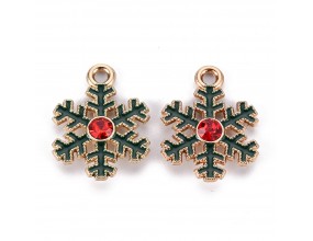 ZAWIESZKA EMALIOWANA CHARMS ŚNIEŻYNKA Z CYRKONIĄ MIKOŁAJKI ŚWIĘTA 2szt