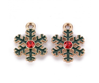 ZAWIESZKA EMALIOWANA CHARMS ŚNIEŻYNKA Z CYRKONIĄ MIKOŁAJKI ŚWIĘTA 2szt