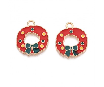 ZAWIESZKA EMALIOWANA CHARMS WIENIEC ŚWIĄTECZNY MIKOŁAJKI ŚWIĘTA 2szt