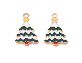 ZAWIESZKA EMALIOWANA CHARMS CHOINKA MIKOŁAJKI ŚWIĘTA WISIOREK 2szt