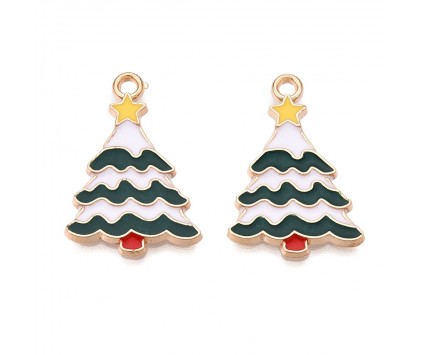 ZAWIESZKA EMALIOWANA CHARMS CHOINKA MIKOŁAJKI ŚWIĘTA WISIOREK 2szt