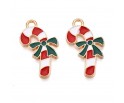 ZAWIESZKA EMALIOWANA CHARMS LASKA CUKROWA KOKARDKA MIKOŁAJKI ŚWIĘTA 2szt