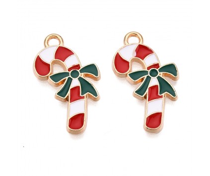 ZAWIESZKA EMALIOWANA CHARMS LASKA CUKROWA KOKARDKA MIKOŁAJKI ŚWIĘTA 2szt