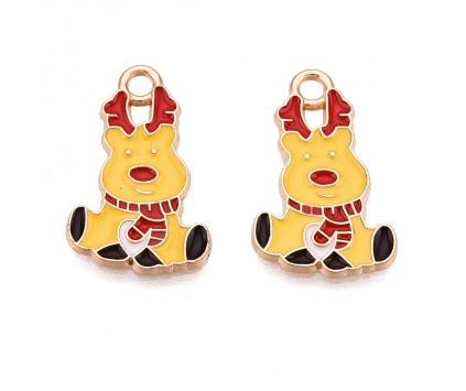 ZAWIESZKA EMALIOWANA CHARMS RENIFERY OZDOBY WISIOREK MIKOŁAJKI ŚWIĘTA 2szt