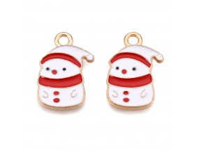 ZAWIESZKA EMALIOWANA CHARMS BAŁWAN BAŁWANEK MIKOŁAJKI ŚWIĘTA 2szt