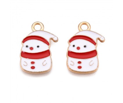 ZAWIESZKA EMALIOWANA CHARMS BAŁWAN BAŁWANEK MIKOŁAJKI ŚWIĘTA 2szt