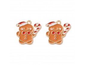 ZAWIESZKA EMALIOWANA CHARMS LUDZIK Z PIERNIKA CIASTKO MIKOŁAJKI ŚWIĘTA 2szt