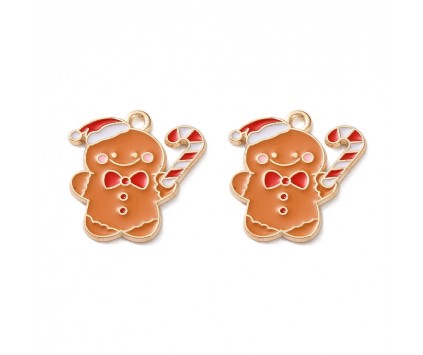 ZAWIESZKA EMALIOWANA CHARMS LUDZIK Z PIERNIKA CIASTKO MIKOŁAJKI ŚWIĘTA 2szt