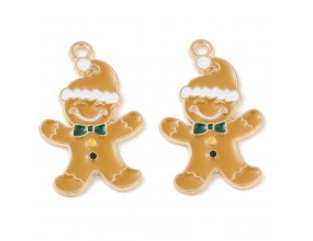 ZAWIESZKA EMALIOWANA CHARMS PIERNIKOWY LUDZIK CIASTKO MIKOŁAJKI ŚWIĘTA 2szt