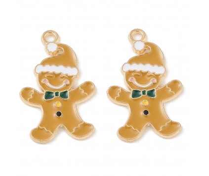 ZAWIESZKA EMALIOWANA CHARMS PIERNIKOWY LUDZIK CIASTKO MIKOŁAJKI ŚWIĘTA 2szt
