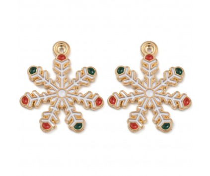 ZAWIESZKA EMALIOWANA CHARMS ŚNIEŻYNKA PŁATEK ŚNIEGU MIKOŁAJKI ŚWIĘTA 2szt