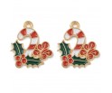 ZAWIESZKA EMALIOWANA CHARMS LASKA CUKROWA LISTKI MIKOŁAJKI ŚWIĘTA 2szt