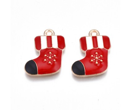 ZAWIESZKA EMALIOWANA CHARMS SKARPETA ŚWIĄTECZNA MIKOŁAJKI ŚWIĘTA 2szt