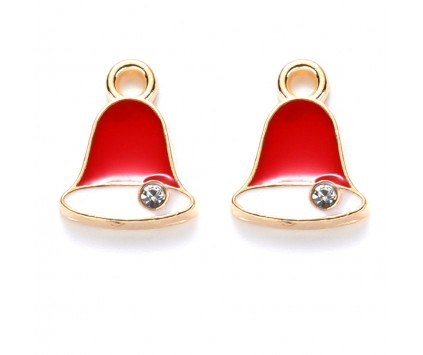 ZAWIESZKA EMALIOWANA CHARMS DZWONEK DZWONECZEK CYRKONIA MIKOŁAJ ŚWIĘTA 2szt