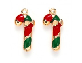 ZAWIESZKA EMALIOWANA CHARMS LASKA ŚWIĄTECZNA CUKROWA MIKOŁAJ ŚWIĘTA 2szt