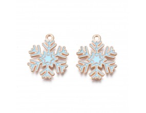 ZAWIESZKA EMALIOWANA CHARMS ŚNIEŻYNKA ŚNIEŻKA NIEBIESKA MIKOŁAJ ŚWIĘTA 2szt