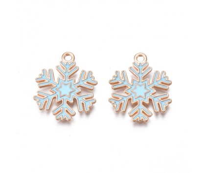 ZAWIESZKA EMALIOWANA CHARMS ŚNIEŻYNKA ŚNIEŻKA NIEBIESKA MIKOŁAJ ŚWIĘTA 2szt