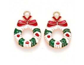 ZAWIESZKA EMALIOWANA CHARMS WIENIEC ADWENTOWY KOKARDKA MIKOŁAJ ŚWIĘTA 2szt