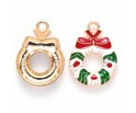 ZAWIESZKA EMALIOWANA CHARMS WIENIEC ADWENTOWY KOKARDKA MIKOŁAJ ŚWIĘTA 2szt