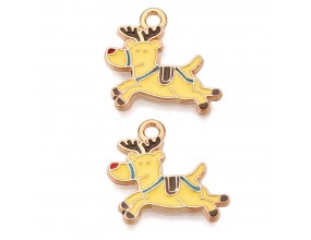 ZAWIESZKA EMALIOWANA CHARMS RENIFEREK RENIFERKI RENIFER MIKOŁAJ ŚWIĘTA 2szt