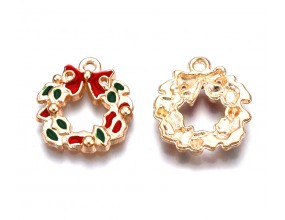 ZAWIESZKA EMALIOWANA CHARMS WIENIECADWENTOWY ZŁOTY MIKOŁAJ ŚWIĘTA 2szt
