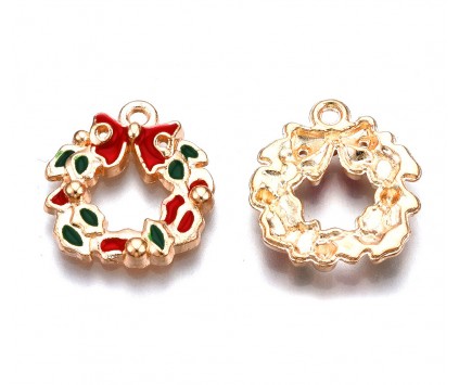 ZAWIESZKA EMALIOWANA CHARMS WIENIECADWENTOWY ZŁOTY MIKOŁAJ ŚWIĘTA 2szt