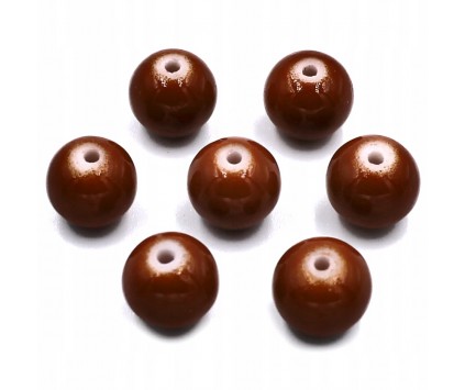 KORALIKI SZKLANE POWLEKANE CIEMNY BRĄZ 8mm 20SZT