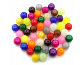 KORALIKI SZKLANE JADEITOWE 8mm MIX 50SZT KULA HURT