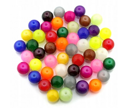 KORALIKI SZKLANE JADEITOWE 8mm MIX 50SZT KULA HURT