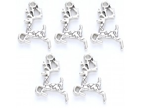 ZAWIESZKA METALOWA CHARMS RENIFER RENIFEREK RENIFERY MIKOŁAJKI ŚWIĘTA 5szt