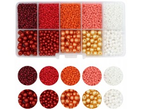 ZESTAW KORALIKI DO BRANSOLETEK PEREŁKI I SZKLANE DROBNE SEEDS CZERWONE POMA