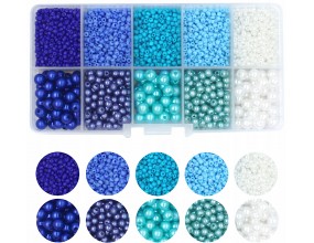 ZESTAW KORALIKI DO BRANSOLETEK PEREŁKI I SZKLANE DROBNE SEEDS NIEBIESKIE